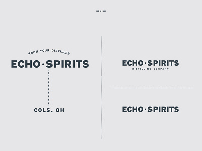 Echo Spirits Distilling Identity Elements branding design distillery logo logo typography