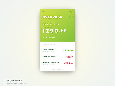 Banking App UI - Overview Screen android app balance bank banking finance ios mobile ui ux
