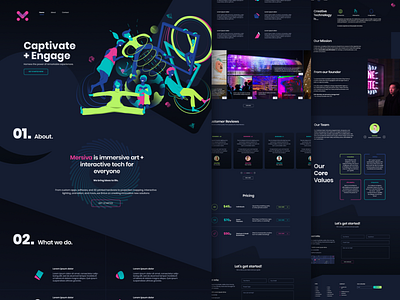 Mersiva - Web design project adobe photoshop branding characters colors dark theme events experience graphic design icons illustration interactive landing page layout photographs responsive typography ui ux web design website