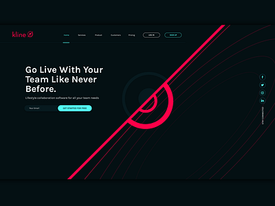Kline - Web concept 1 abstract adobe photoshop branding collaboration dark theme design geometric graphic design neon saas website shapes space teamwork typography ui vector web design webdesign