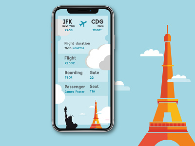 Daily UI 024 : Boarding pass 024 app application boardingpass cloud daily ui design plane webdesign