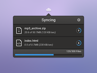 Sync Popover cloud dark download icons popover popup progress sync upload