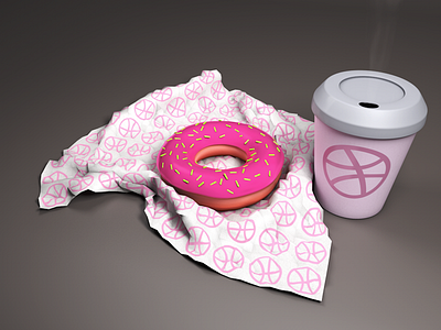 Thanks for the Invite 3d coffee debut donut dribbble invite rendering