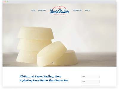 Len's Better Shea Butter Bar logo naming soap website
