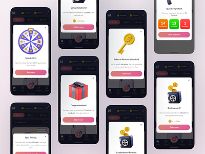 Winzy Quiz App Pop-up Modals