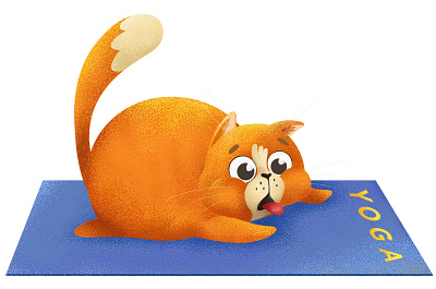Yoga 2019 character yoga yoga mat иллюстрация кошка