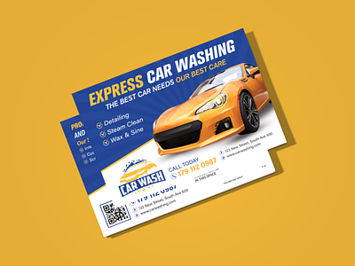 Car Wash Postcard Design Template
