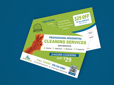 House Cleaning Postcard Design Template