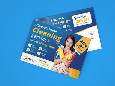 House Cleaning Postcard Design Template cleaning services postcard direct mail postcard design eddm postcard graphic design home cleaning house cleaning postcard postcard design postcard design template postcard template pressure cleaning soft wash postcard window cleaning