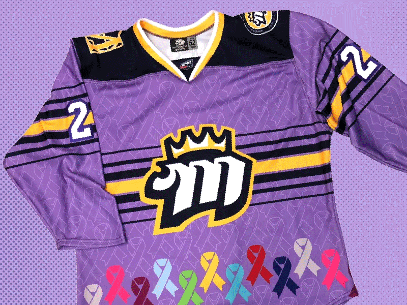 RiverKings Cancer Jersey cancer charity hockey jersey kings lavender memphis mississippi riverkings sphl sports st. jude
