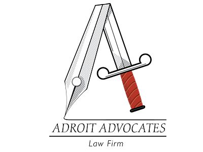 Adroit Advocates Logo advocates law firm letter a logo pen sword