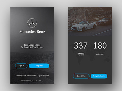 Mercedes Benz app benz car drivers in map mercedes mobile register sign truck welcome