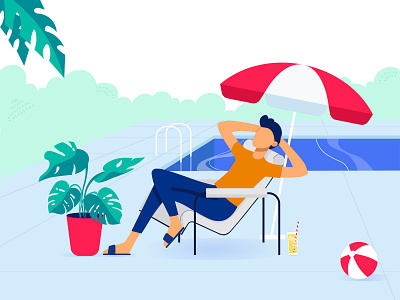 Vacation time app character design flat illustration illustrator minimal ui ux vector webillustration