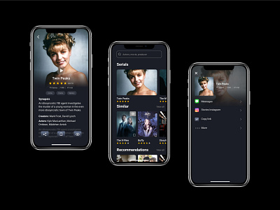 Application for searching movies app design application dark mode design film mobile ui product ui ux