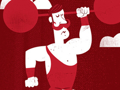 Gig Poster Illustration band barbell bodybuilder clouds fist illustration muscles mustache poster