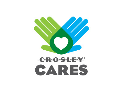Crosley Cares Logo blue cares charity crosley donation green logo volunteer