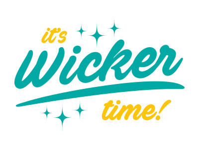 Wicker Time Logo logo script stars type