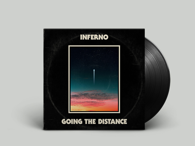 Inferno - Going the Distance Album Cover art hellboundworkshop texture true grit texture supply vintage retro record album cover typography type illustration design