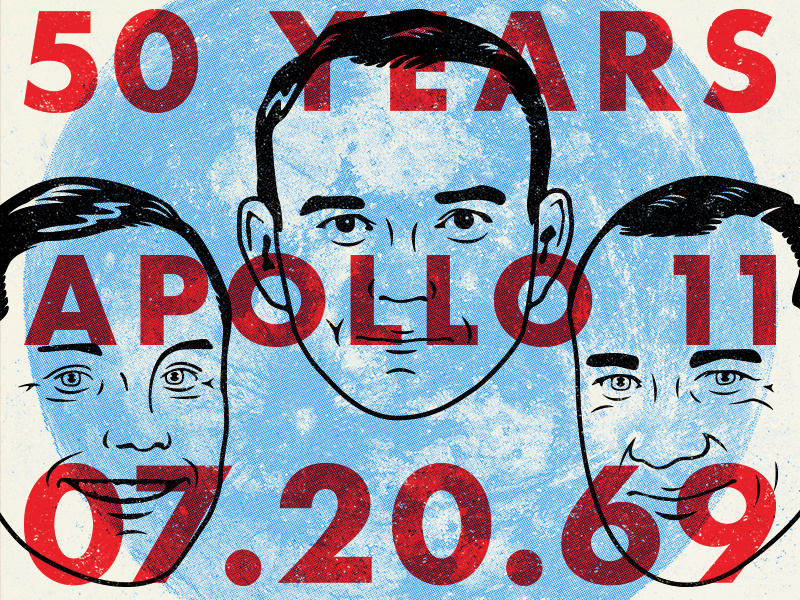 Apollo 11 - 50th Anniversary moon landing apollo 11 type retro supply co retro portrait french design illustration design character artwork art