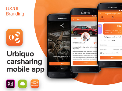 Carsharing mobile app UX/UI android app design branding concept carsharing logo material design mobile design ui ux