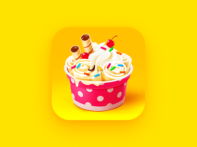 Ice Cream Icon | Gismart 3d app store cg drawing ice cream icon logo photoshop yellow