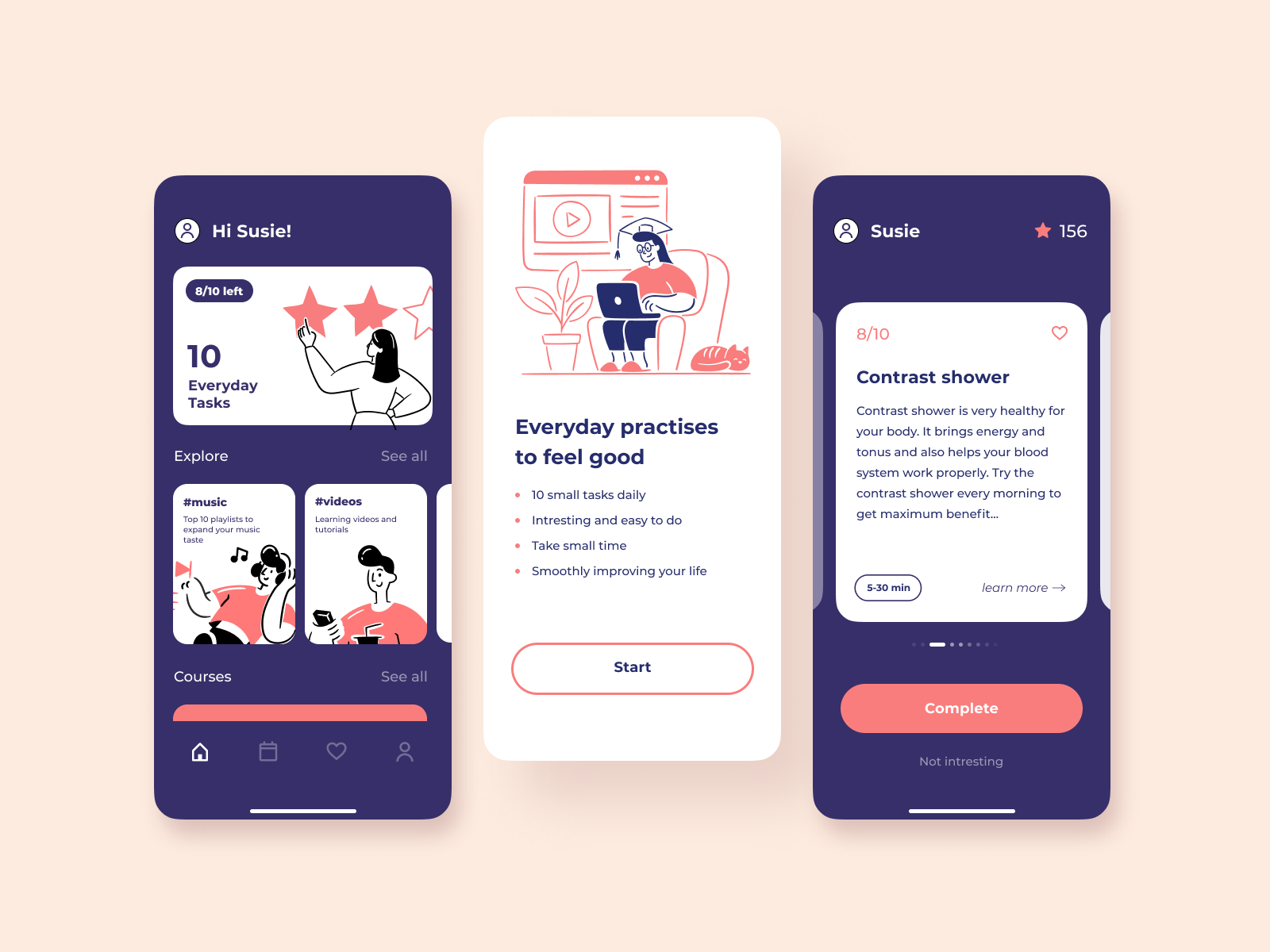 Task app by Ksenia Voitovich on Dribbble