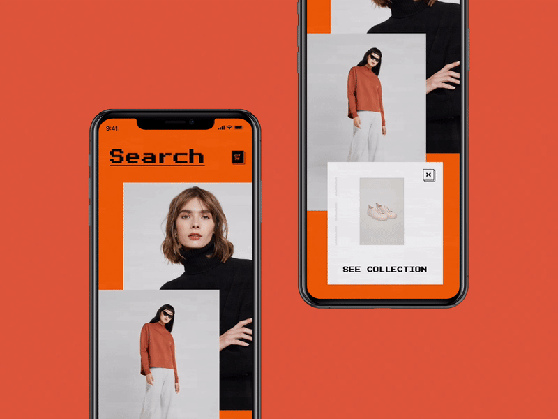 Fashion App Main Screen Animation Concept app concept distort effect fashion mobile ui vhs