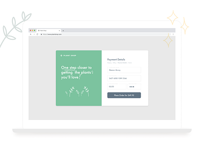 Payment Details checkout checkout page credit cards dailyui day 2 design payment details payment form plants ui
