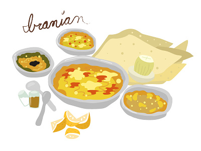 An Iranian Breakfast food fun illustration