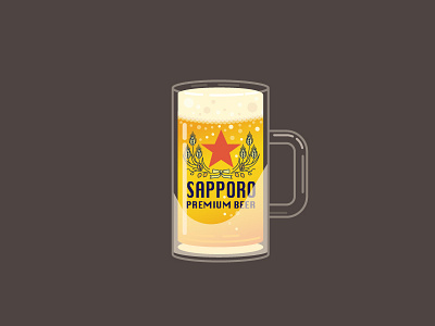 A refreshing Sapporo beer in frosted mug beer digital iconography illustration japanese sapporo