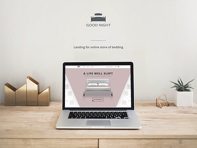 The landing page for a bedding shop. design landing page ui web