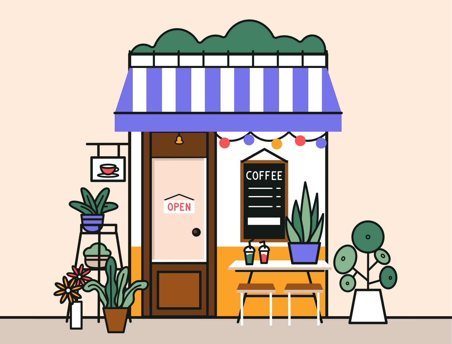 Cafe by Sasha Lobova on Dribbble