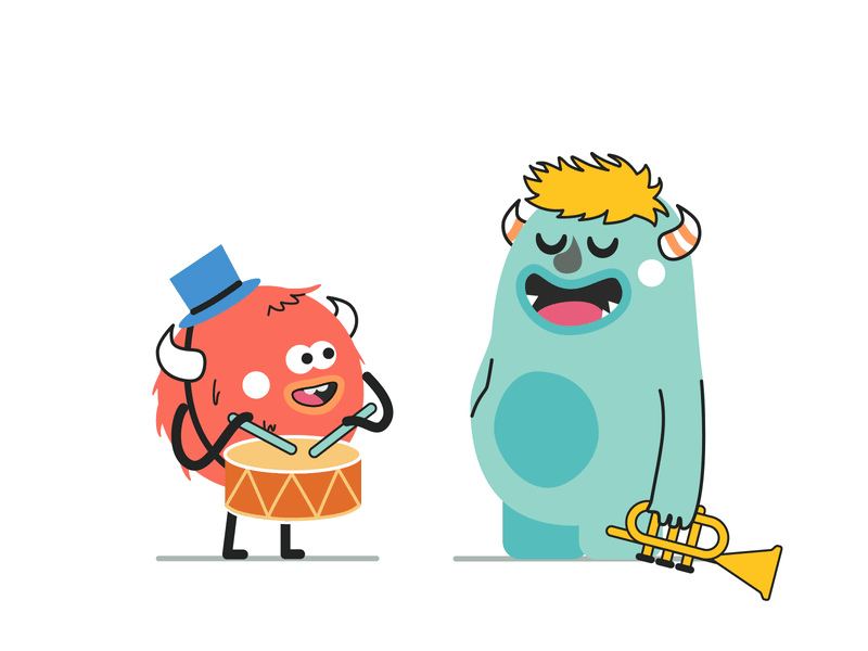 Monsters musicians aftereffects animation art bright cute design illustration illustrator monster music vector