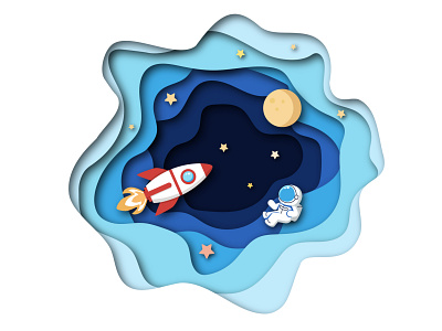 Cosmic adventure art astronaut bright cosmos design illustration illustrator papercut vector