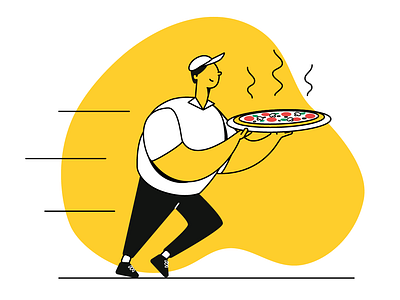Delivery boy boy delivery food illustration pizza restaurant vector yellow