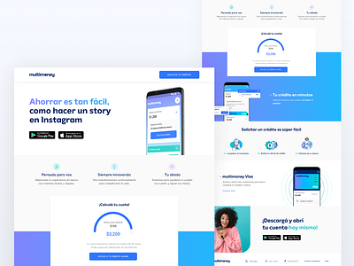 Multimoney landing page app design landing page ui ux web