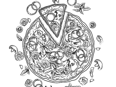Pizza. Vector illustration. doodle graphic illustration illustrator line outline pizza vector