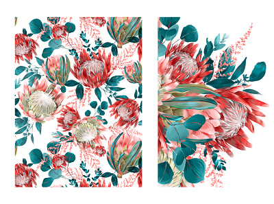 Seamless pattern with Protea flowers creative design designer digital digital art digitalart graphic illustration illustrator web