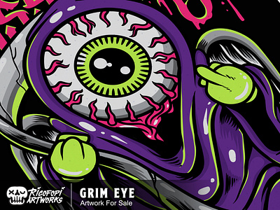 grim eye art cartoon cute design eyes fun halloween illustration monster vector