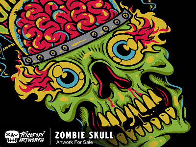 Zombie Skull art cartoon cute design eyes fun icon illustration monster vector