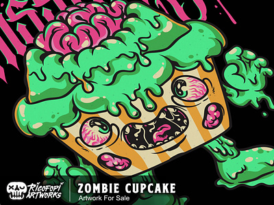 Zombie Cupcake art cartoon cute design eyes fun halloween illustration monster vector zombie