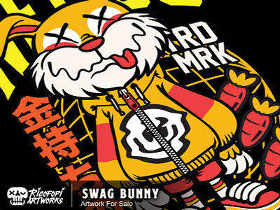 Swag Bunny art cartoon cute design fun illustration monster vector