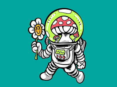 Astronaut art cartoon cute design fun icon illustration logo monster vector
