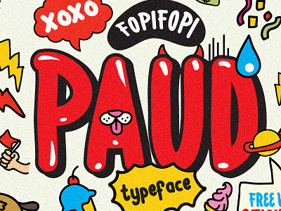 PAUD Typeface & Bonus art boy chat cute doodle font girl kid kindergarten photography social sticker