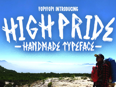 High Pride Typeface bold brush font handstroke hiking manual mountain rough