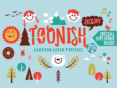 Toonish Typeface bee bonus bug doodle earth font food happy spring summer typeface