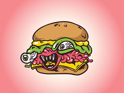 Zombie Burger art cartoon design fun illustration monster vector