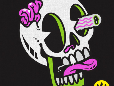 Lol Skull art bonus cartoon cute design eyes fun halloween illustration monster vector vintage