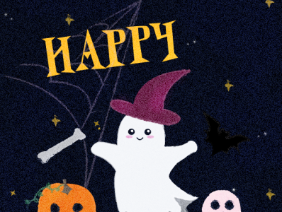 Happy Halloween autumn cute fall ghost halloween illustration pumpkin spooky