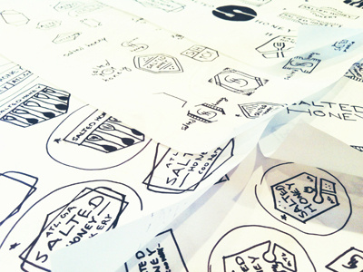 Salted Honey Thumbnails black branding honey lines logo salted sharpie sketch sketching thumb thumbnails white